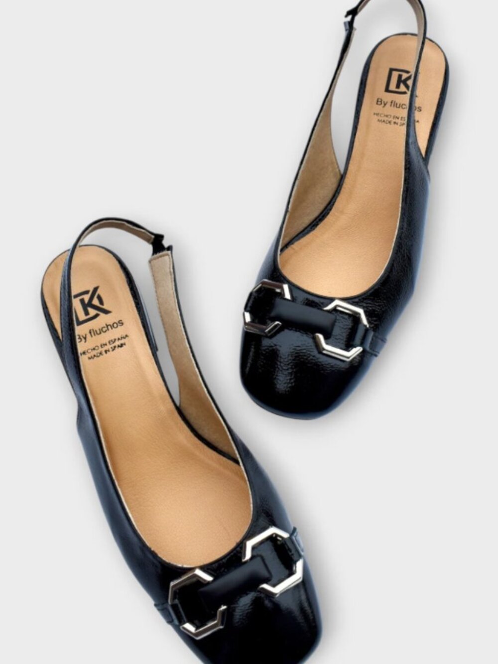 Black Patent Slingback Block Heal DORKING Made in Spain Euro 38 New in Box
